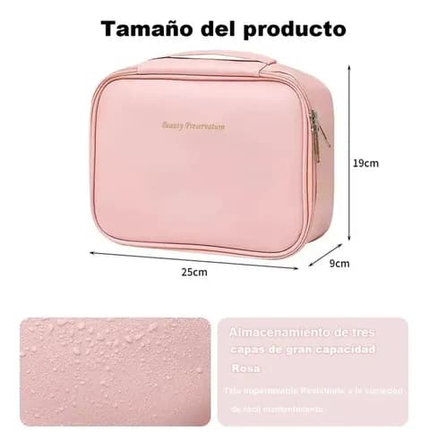 Cosmetiquera cuadrada rosada