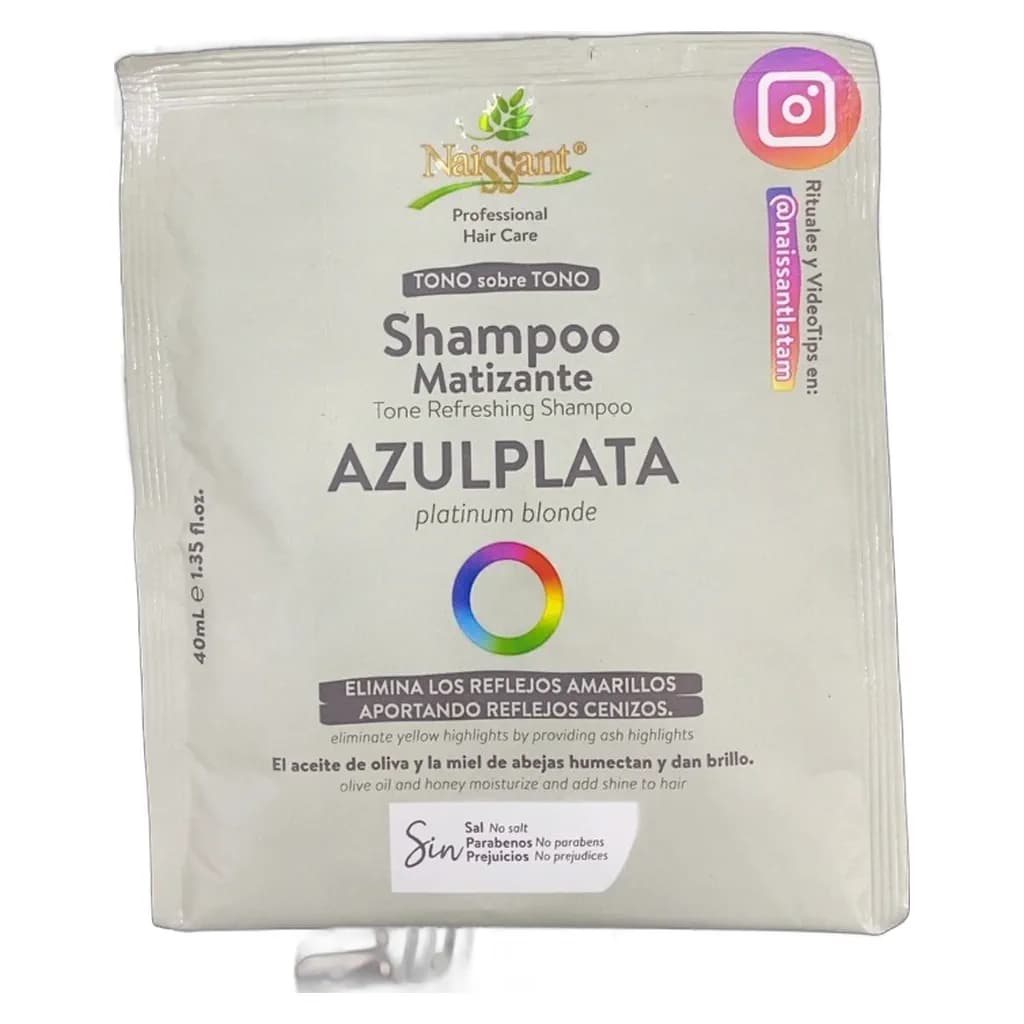 Nassant Shampoo Matizante Azul Plata Platinum Blonde 40ml